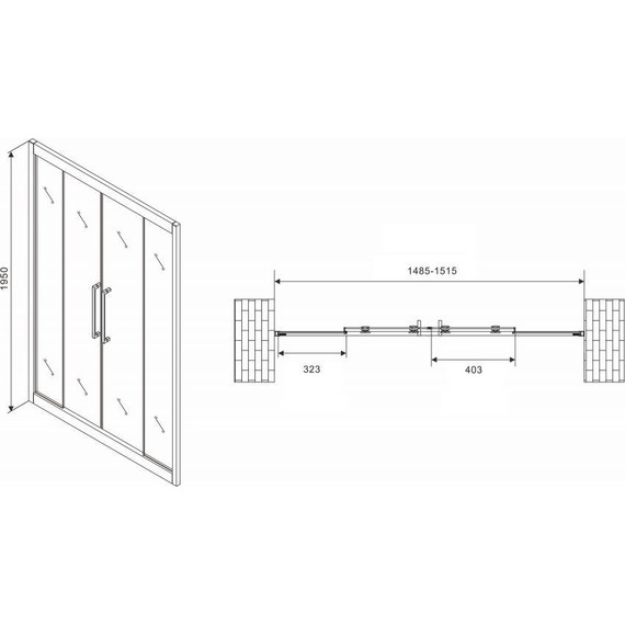 Душевая дверь Abber Schwarzer Diamant 150 см AG33150BH, черный/прозрачное - фото 5