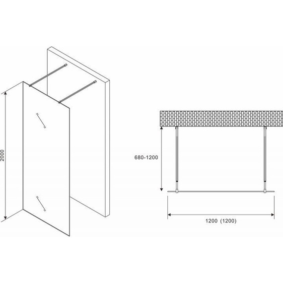 Душевая перегородка Abber Immer Offen 120 см AG68120B8 (стекло 8 мм), черный/прозрачное - фото 3