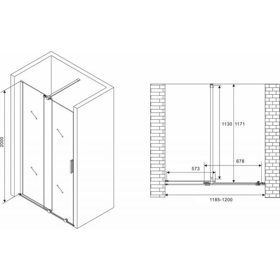 Душевая дверь Abber Komfort 120 см AG90120 (стекло 8 мм), хром/прозрачное - фото 9