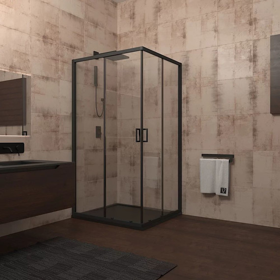 Душевое ограждение Veconi Rovigo 100x100 см RV13-100-01-C5, чёрный/прозрачное - фото, картинка 3 Душевое ограждение Veconi Rovigo 100x100 см RV13-100-01-C5, чёрный/прозрачное - фото 3