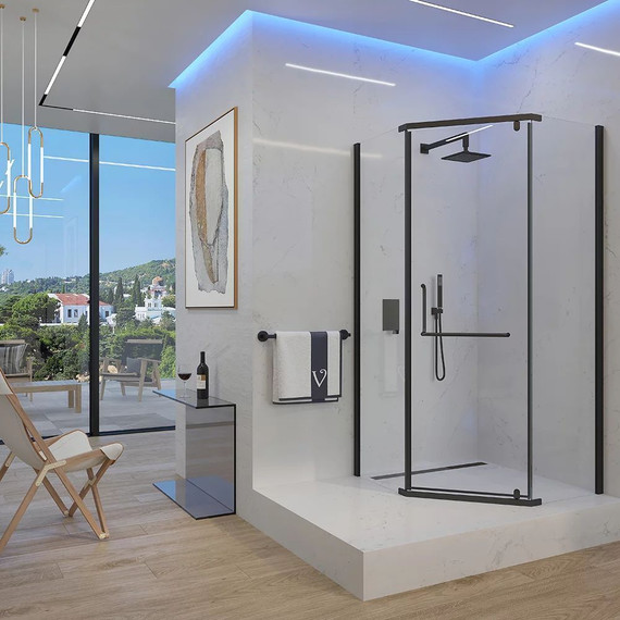 Душевое ограждение Veconi Rovigo 90x90 см RV36B-90-01-C5, чёрный/прозрачное - фото 3