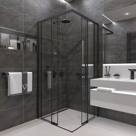 Душевое ограждение Veconi Rovigo 90x90 см RV47B-90-01-C4, чёрный/прозрачное - фото 3