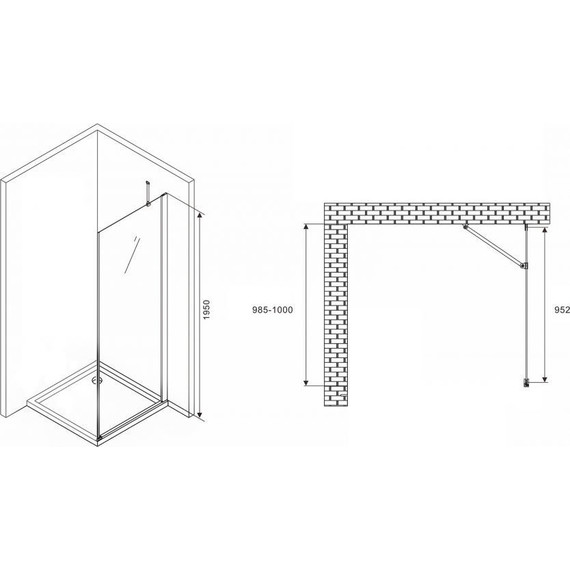 Боковая стенка Abber Zart 100 см S101, хром/прозрачное - фото 2