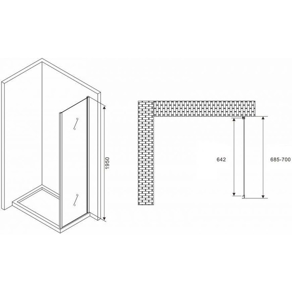 Боковая стенка Abber Schwarzer Diamant 70 см S70, хром/прозрачное - фото 2