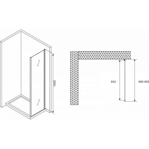 Боковая стенка Abber Schwarzer Diamant 90 см S90, хром/прозрачное - фото 2