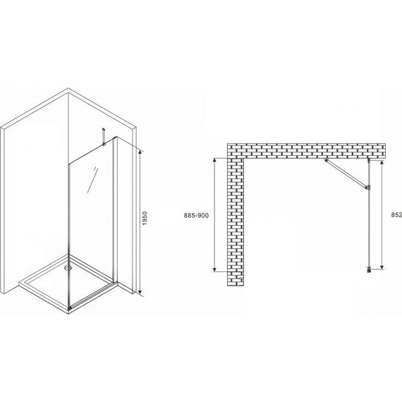 Боковая стенка Abber Zart 90 см S91, хром/прозрачное - фото 2