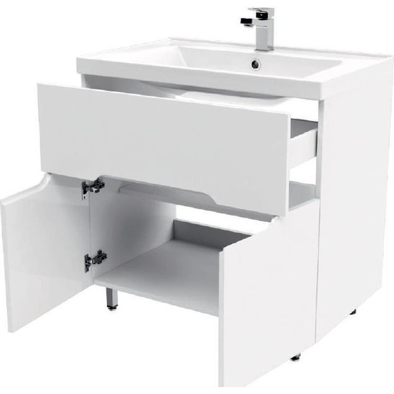 Тумба напольная с раковиной Mirsant Soho Quadro Light 80 см, белый - фото, картинка 4 Тумба напольная с раковиной Mirsant Soho Quadro Light 80 см, белый - фото 4