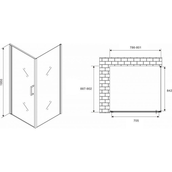 Душевое ограждение Abber Sonnenstrand 80х90 см AG04080-S90, хром/прозрачное - фото 4