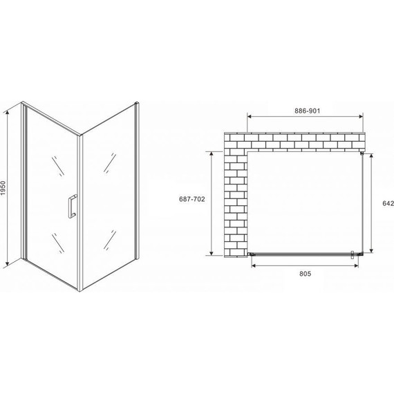 Душевое ограждение Abber Sonnenstrand 90х70 см AG04090-S70, хром/прозрачное - фото 4