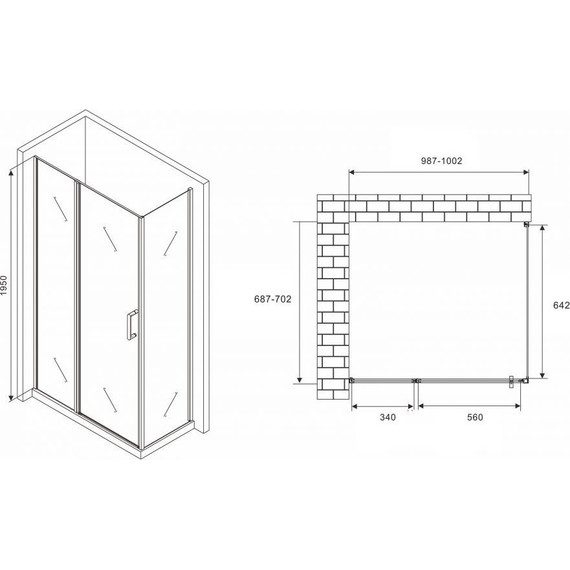 Душевое ограждение Abber Sonnenstrand 100х70 см AG04100S-S70, хром/прозрачное - фото 4