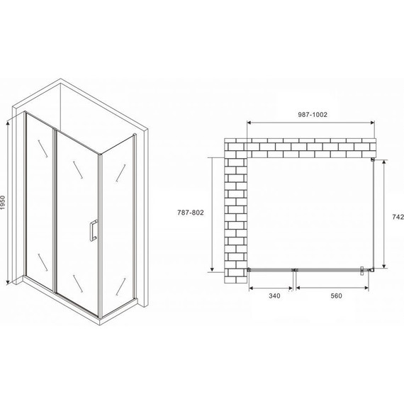Душевое ограждение Abber Sonnenstrand 100х80 см AG04100S-S80, хром/прозрачное - фото 4
