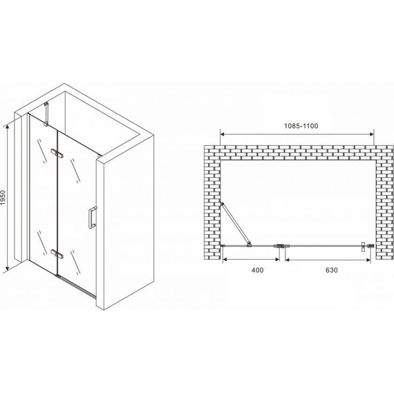 Душевая дверь Abber Zart 110 см AG08110, хром/прозрачное - фото 4
