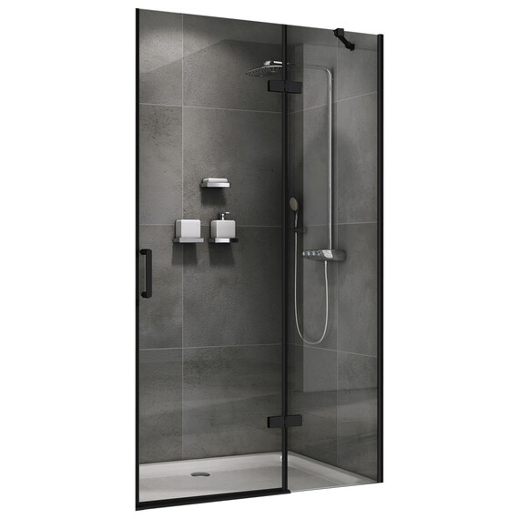 Душевая дверь Abber Zart 100 см AG08100B, черный/прозрачное, Цвет стекла: прозрачное, Цвет профиля: чёрный, Размер - мм: 1000 - фото 