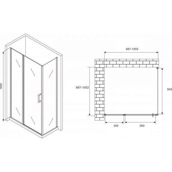Душевое ограждение Abber Sonnenstrand 100х100 см AG04100BS-S100B, черный/прозрачное - фото 3