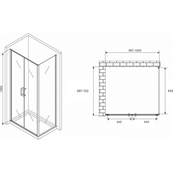 Душевое ограждение Abber Sonnenstrand 100х70 см AG04100C-S70, хром/прозрачное - фото 4