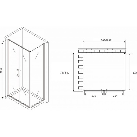 Душевое ограждение Abber Sonnenstrand 100х80 см AG04100C-S80, хром/прозрачное - фото 4
