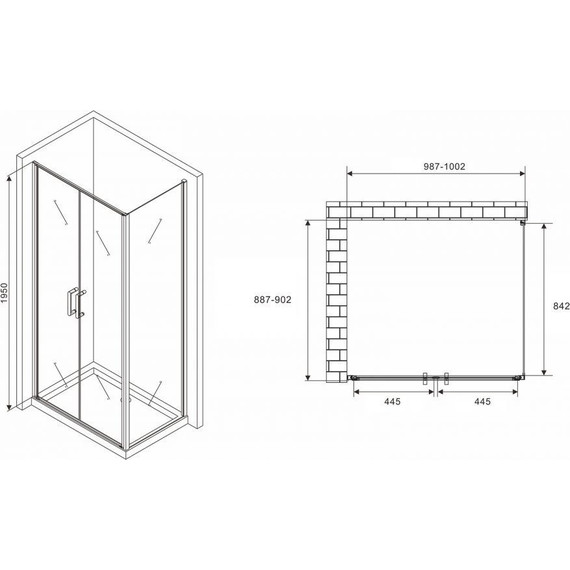 Душевое ограждение Abber Sonnenstrand 100х90 см AG04100C-S90, хром/прозрачное - фото 4