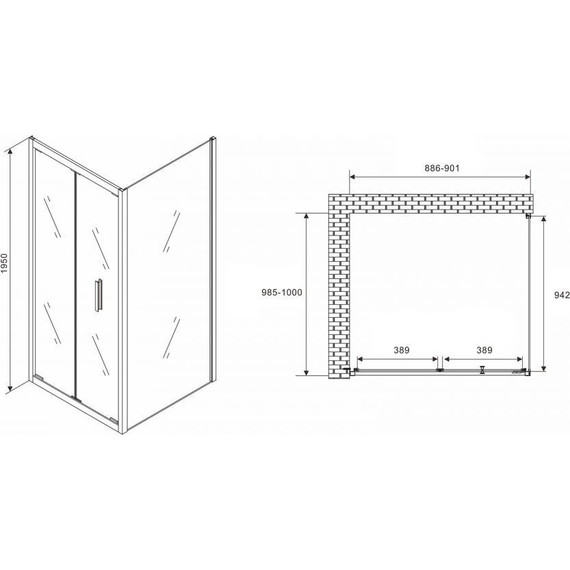 Душевое ограждение Abber Sonnenstrand 90х100 см AG07090B-S100B, черный/прозрачное - фото 4