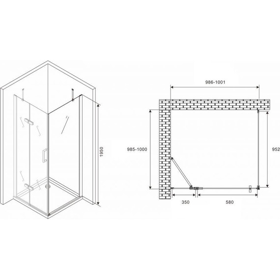 Душевое ограждение Abber Zart 100х100 см AG08100-S101, хром/прозрачное - фото 4