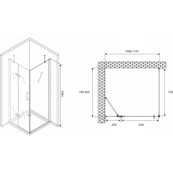 Душевое ограждение Abber Zart 110х80 см AG08110-S81, хром/прозрачное - фото 4