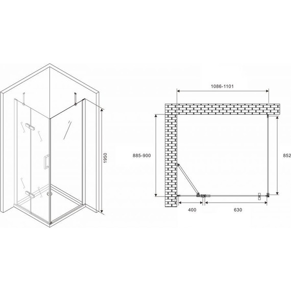 Душевое ограждение Abber Zart 110х90 см AG08110-S91, хром/прозрачное - фото 4