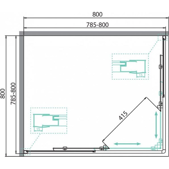 Душевое ограждение BelBagno 80x80 см DUE-A-2-80-C-Cr, хром/прозрачное - фото 4
