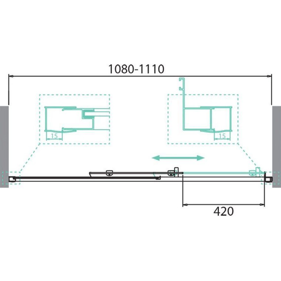 Душевая дверь BelBagno 110 см DUE-BF-1-110-C-Cr, хром/прозрачное - фото, картинка 2 Душевая дверь BelBagno 110 см DUE-BF-1-110-C-Cr, хром/прозрачное - фото 2