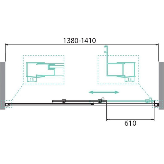 Душевая дверь BelBagno 140 см DUE-BF-1-140-C-Cr, хром/прозрачное - фото 2