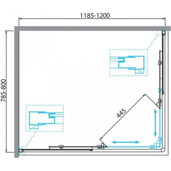Душевое ограждение BelBagno 120x80 см DUE-AH-2-120/80-C-Cr, хром/прозрачное - фото 2