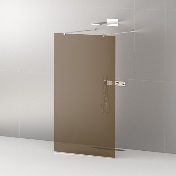 Душевая перегородка Cezares 120 см LIBERTA-L-2-120-120-BR-Cr (подрезаемые кронштейны, стекло 8 мм) хром/бронза - фото 