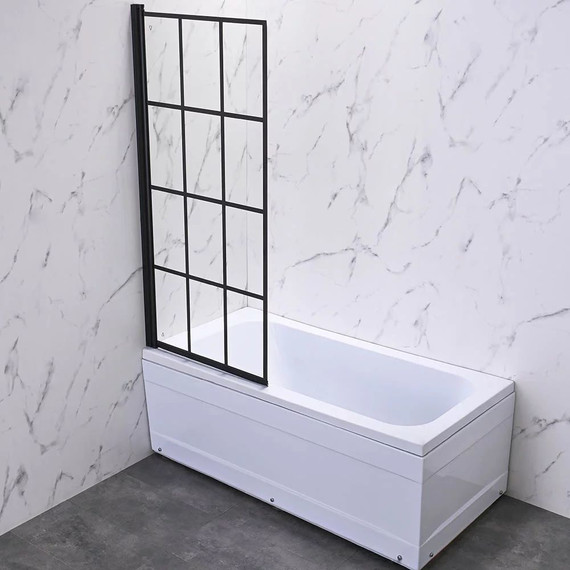 Шторка для ванны Veconi Palau 70 см PL77L-70-01-C6 L, чёрный/прозрачное - фото 