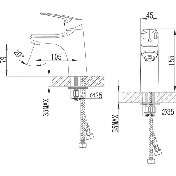 Смеситель для раковины Azario Evora AZ-WKE168043C - фото, картинка 3 Смеситель для раковины Azario Evora AZ-WKE168043C - фото 3