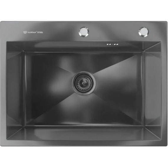 Кухонная мойка Ulgran Steel 60x45 см 1,2 мм, чёрная брашированная сталь, Цвет производителя: чёрная брашированная сталь - фото 