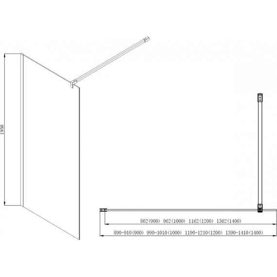 Душевая перегородка Azario Chicago Walk-in 90 см AZ-NAR6310 900 (стекло 8 мм) с кронштейном в комплекте, хром/прозрачное - фото 4