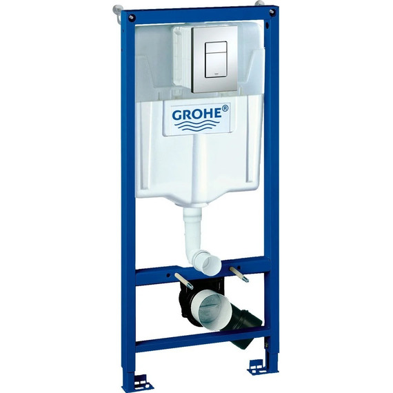 Инсталляция с подвесным унитазом комплект: Grohe Rapid SL 38772001 с подвесным безободковым унитазом Azario Grado AZ-0046 SP сиденье микролифт, крепление, кнопка смыва хром, Цвет производителя: хром - фото 3