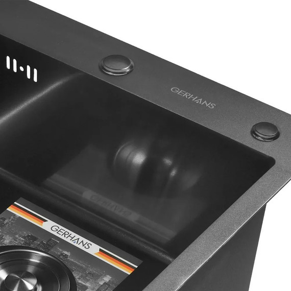 Кухонная мойка Gerhans K35050B 1 мм, PVD графит - фото 3