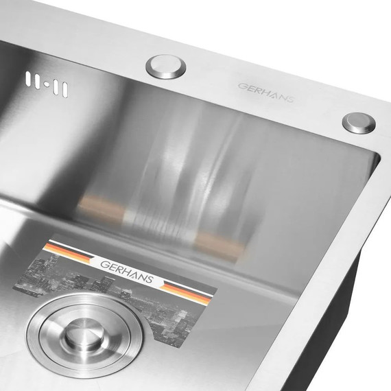 Кухонная мойка Gerhans K35050 1 мм, нержавеющая сталь, Цвет производителя: нержавеющая сталь - фото, картинка 4 Кухонная мойка Gerhans K35050 1 мм, нержавеющая сталь, Цвет производителя: нержавеющая сталь - фото 4