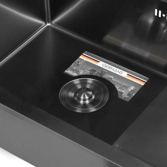 Кухонная мойка Gerhans K37851B-L 1 мм, PVD графит L, Цвет производителя: графит - фото 3