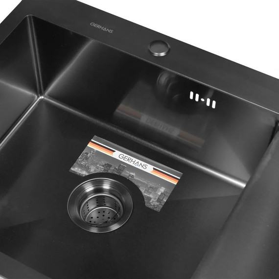 Кухонная мойка Gerhans K37851B-L 1 мм, PVD графит L, Цвет производителя: графит - фото 4