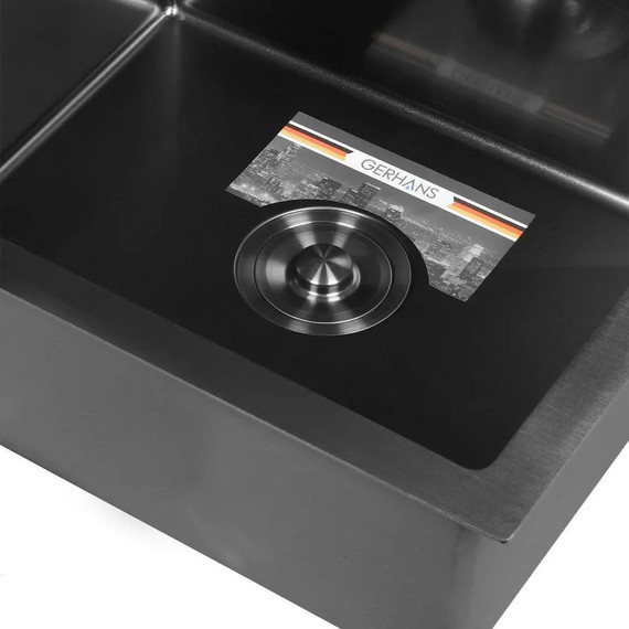 Кухонная мойка Gerhans K37851B-R 1 мм, PVD графит R, Цвет производителя: графит - фото 3