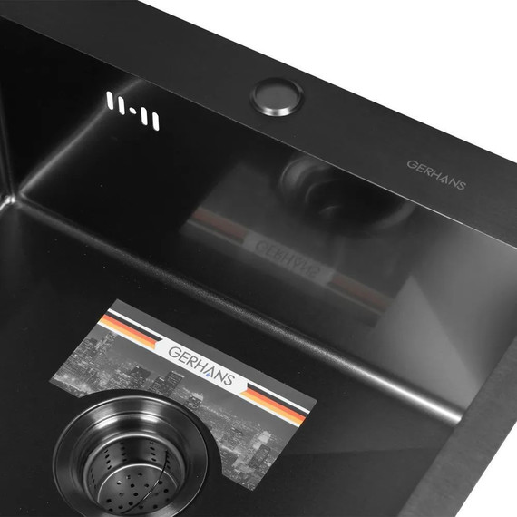 Кухонная мойка Gerhans K37851B-R 1 мм, PVD графит R, Цвет производителя: графит - фото 6