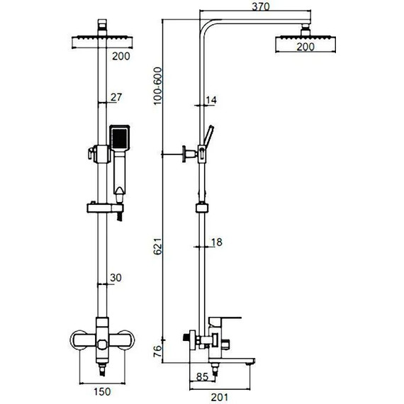 Душевая стойка Ledeme L72433B, черный матовый - фото 15