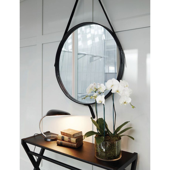 Зеркало Azario Капитан 61 см LED-00002476, чёрная кожа - фото 2