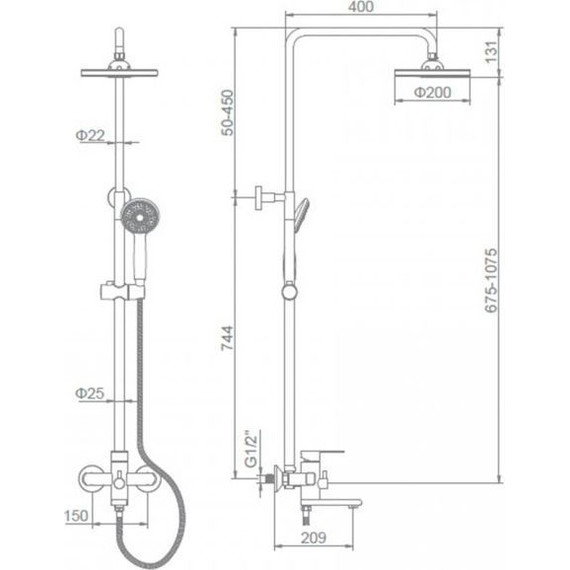 Душевая стойка Mixxus Ava SS0040, нержавеющая сталь - фото 2