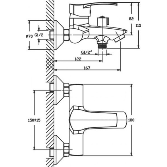Смеситель для ванны Mixxus Premium Onix HB0321 с душевым гарнитуром - фото 2