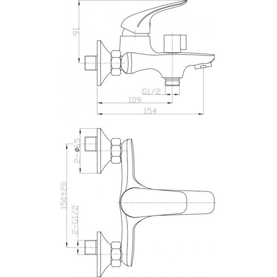 Смеситель для ванны Mixxus Premium Aura MP0158 с душевым гарнитуром - фото 2