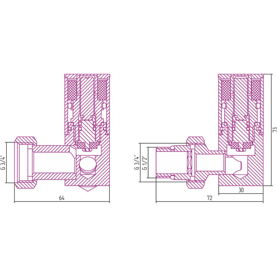 Вентиль запорный угловой правый Сунержа G 1/2" НРхG 3/4" НГ 00-1403-1234 - фото 2