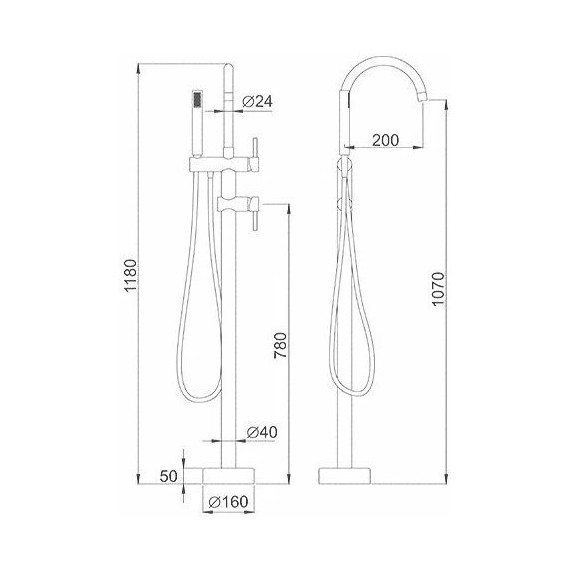 Смеситель для ванны Gerhans K13219B, чёрный, Цвет производителя: чёрный - фото 3