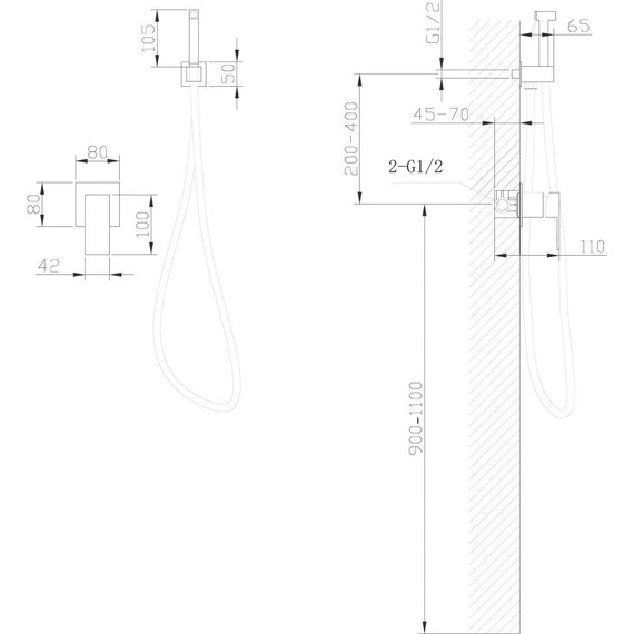 Набор для гигиенического душа Abber Daheim AF8225B, черный матовый - фото 4