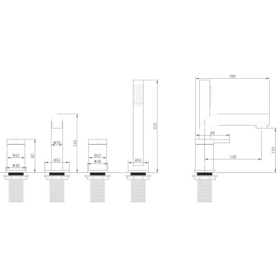 Смеситель для ванны Abber Emotion AF8813B, черный матовый, Цвет производителя: чёрный матовый - фото 3